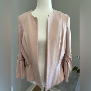 Blush pink jacket, size medium. 3/4 sleeve, open (no zippers, buttons, etc)
